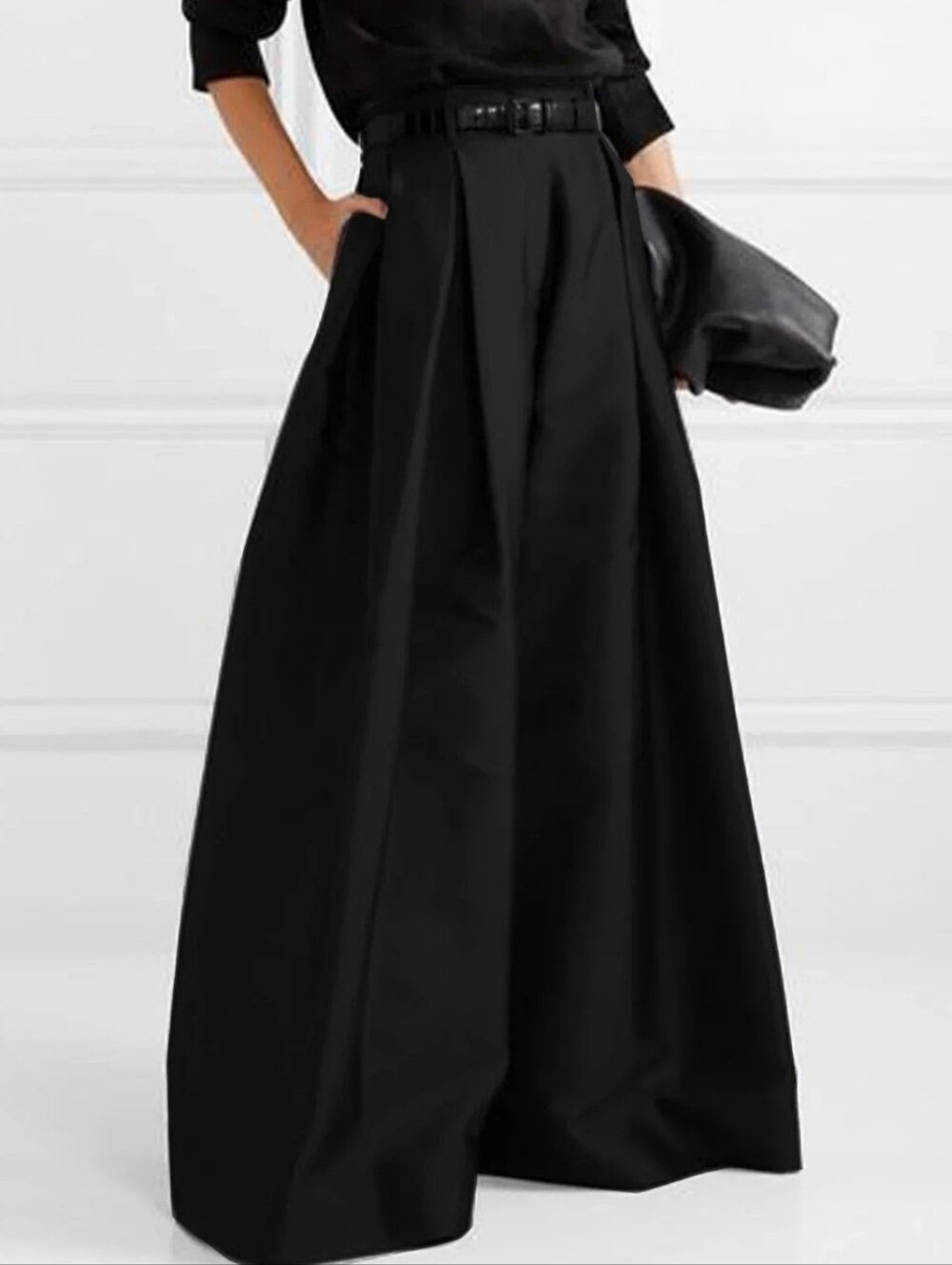 UOOZEE High Waisted Loose Wide Leg Pleated Black Pants, Pockets, EUC, Small